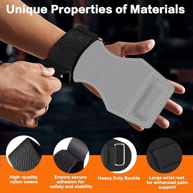 Weight Lifting Wrist Strap, Double-Layer Leather Wrist Straps for Gym Strength Training Weightlifting,Deadlift and Powerlifting, Enhance Grip Strength Neoprene Padding Gym Workout Lifting Straps Men/Women Pair