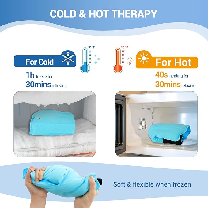 Comfytemp Ankle Foot Ice Pack Wrap for Plantar Fasciitis Relief, Reusable | Gel Ice Pack Injury, FSA Eligible HSA, Hot Cold Therapy Brace for Pain Relief, Sprain, Heel, Achilles Tendonitis, 1pc, Blue