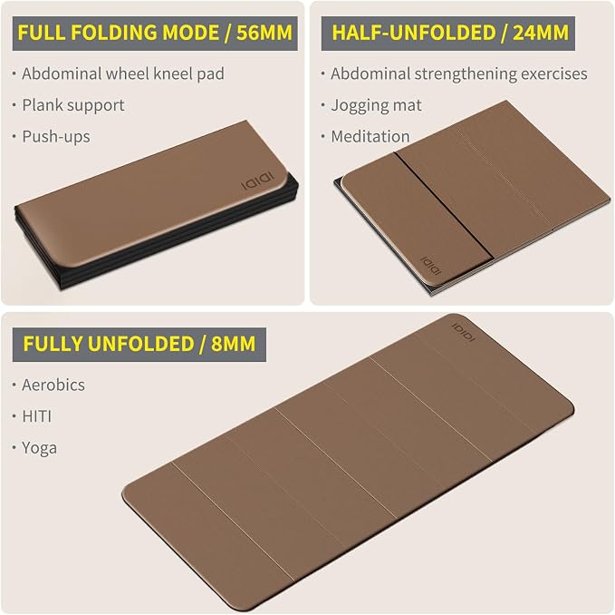 Foldable Yoga Mat Extra Large 74"×31.5" | Double-Sided Non-Slip,Extra Wide Foldable Design,8mm Extra Thick,Exercise Mat for Home, Studio and Travel Use