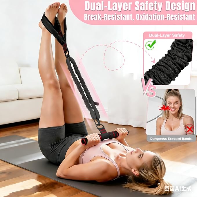 Generic Heavy Duty Resistance Bands Set, Black | Upgraded Steel Handles, Exercise Tube Bands, Home Workout & Strength Training, Portable with Carrying Bag