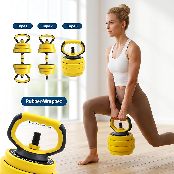 Garvee Adjustable Dumbbell Set,Weight Set for Home Gym | 4-in-1 Adjustable Weight Set Used As Dumbbells,Barbells,Kettlebells and Push-up