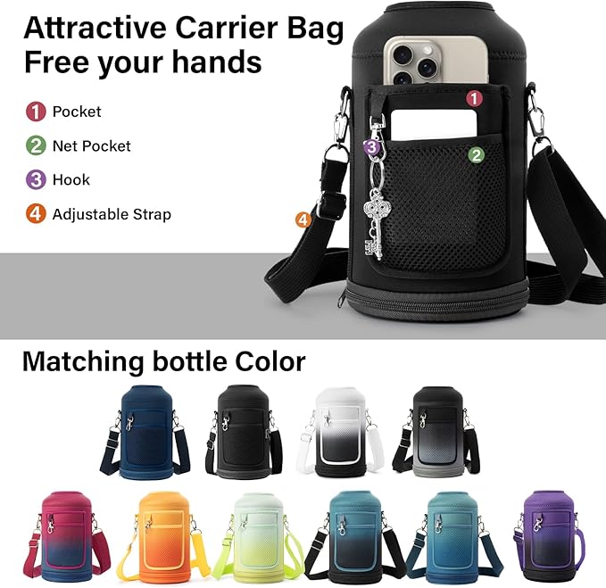 DYSANKY Gallon Insulated Water Bottle with Portable Carrier Bag for Outdoor