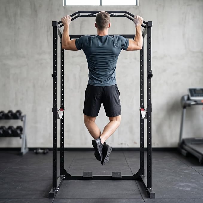 Fitvids Multiple Specifications Power Cage Squat Rack, Includes J-Hooks and Safety Straps, Other Optional Accessories
