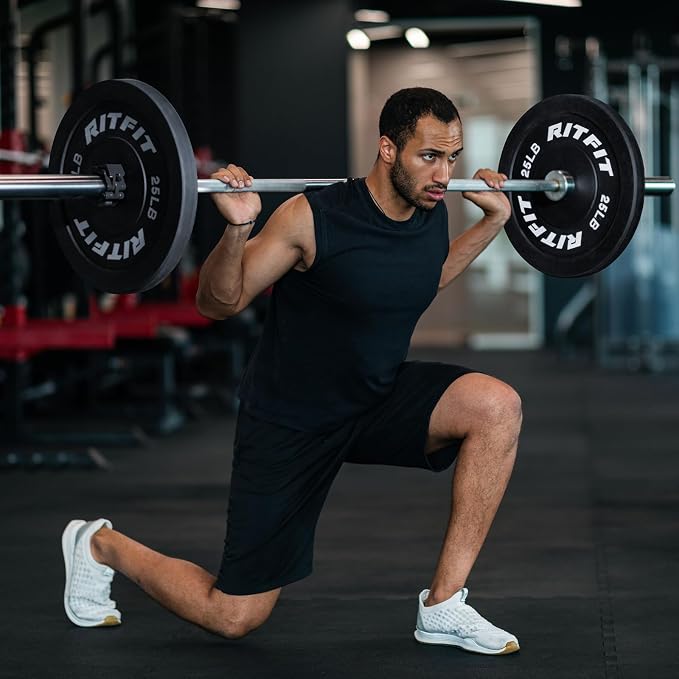 RitFit Elite 7ft Olympic Barbell, Robust 45lb Barbell for Weightlifting and Powerlifting, Superior Olympic Bar with Exceptional 500lbs Load Capacity, Weight Bar for 2” Standard Plates