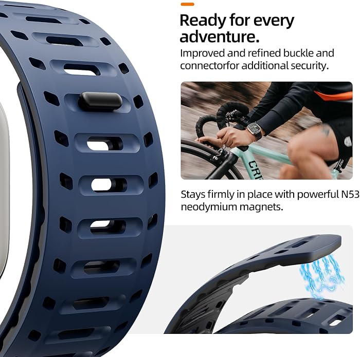 X-it Magnetic Watch Band for Apple Watch Ultra 49mm, 46mm/45mm/44mm, Silicone Sport Strap with Strong Magnet for Men and Women, Compatible with Apple Watch Series 11/10/9/8/7/6/5/4/3/2/1 and SE