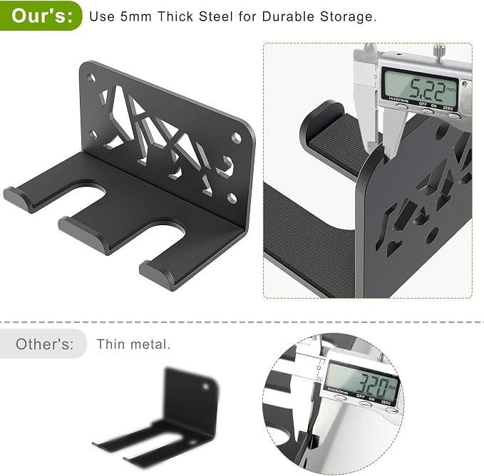 Kipika Versatile Wall Mounted Barbell Holder with Hooks Storage Rack for Barbell Bars Holds Under 33mm Bar Size and Fitness Accessories Space-Efficient Gym Organization for Home & Commercial Use