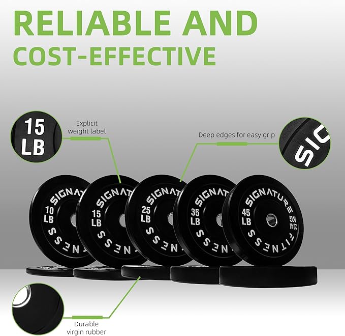 Fitvids 2-Inch Olympic Rubber Weight Plates Sets, Bumper Plates Set Barbell for Strength Training, 160-370 Lbs Multiple Options