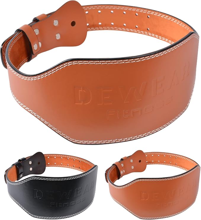 Leather Weight Lifting Belt, 4”& 6”Padded Lumbar Back Support, 10 Adjustable Holes, Gym Weight Belt Ideal for Deadlift, Powerlifting, Bodybuilding and Squat
