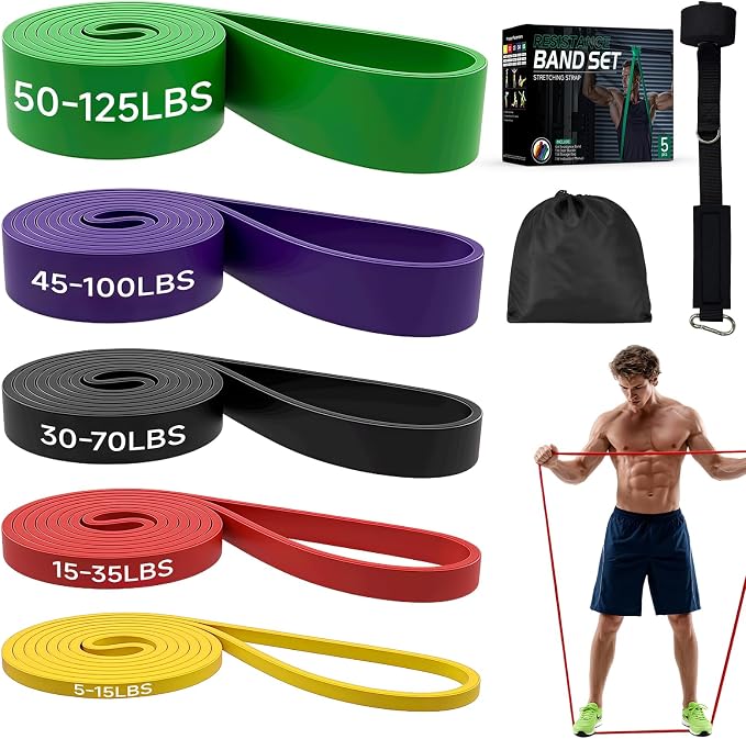 Pull Up Assistance Bands, Heavy Duty Exercise Bands for Working Out | Resistance Bands Set 5-175LBS for Pull Ups,Training & Physical Therapy. Workout Bands for Full Body Stretch & Muscle Recovery
