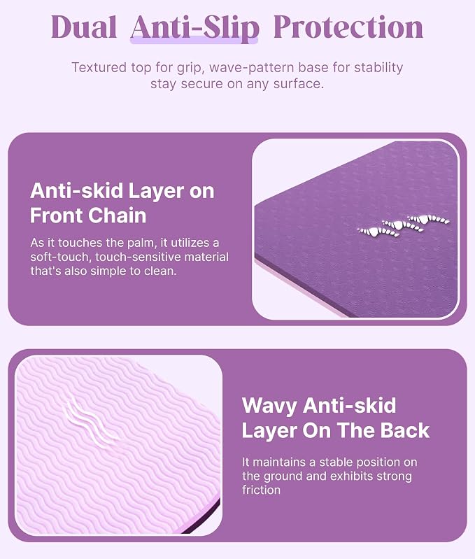 ROMIX Pro Yoga Mat Thick 6mm (1/4 inch), 72"L x 24"W Non-Slip Workout Mat with Alignment Lines, Large Yoga Mats for Women Men With Carry Bag, Exercise Mats for Home Workout Training Equipment