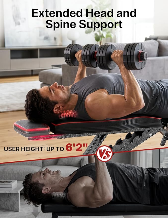 Multi-Function All in 1 Weight Bench Set - Multi-Positions Heavy Duty Weight Lifting Sit Up Bench Workout Benchs Folding Bench Press for Home Gym