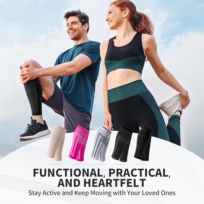 CAMBIVO Calf Compression Sleeve for Men Women Footless | Graduated Compression, Shin Splint Relief, Moisture Wicking, Running Standing Travel, 4D Knit Anti-Slip, Varicose Veins