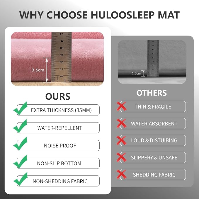 Huloo Sleep Play Mat for Babies Toddlers,1.3" Thick Elasti-Foam Anti-Fall Cushion Mat for kids Room,28×72 Bedroom Bedside Rugs,Water-Repellent Soft Coral Velvet,Non-Slip(Pink)