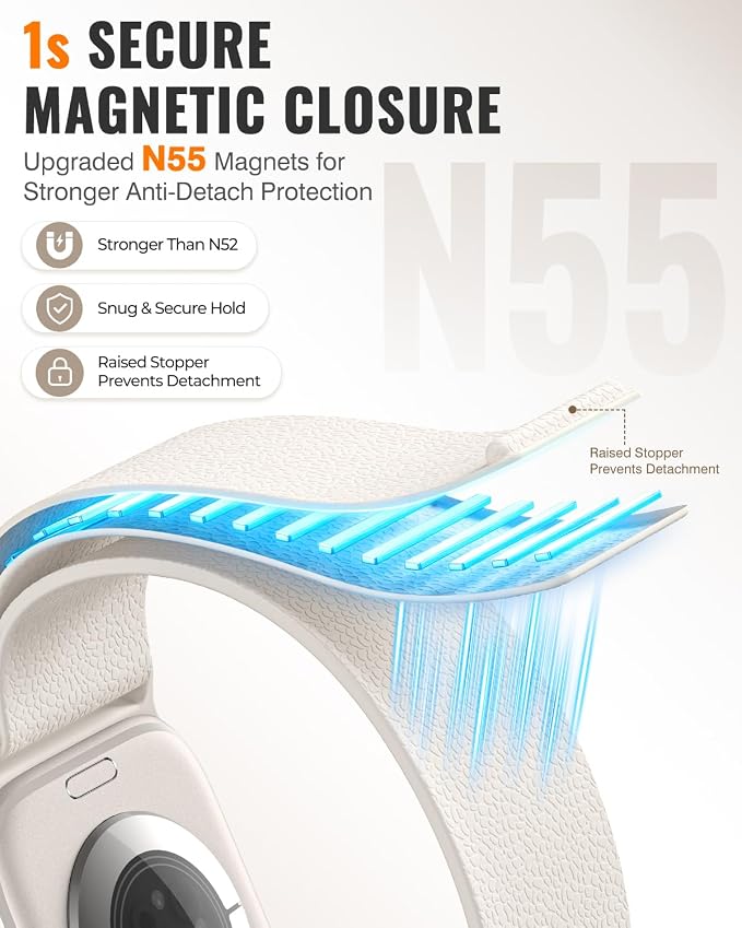 Magnetic Silicone Sport Band for Apple Watch 42mm 46mm 49mm 38mm 40mm 41mm 44mm 45mm Men Women, Patented Auto Lock Breathable Soft Loop for iWatch Ultra SE Series 11 10 9 8 7 6 5 4 3 2 1 All Day Comfort