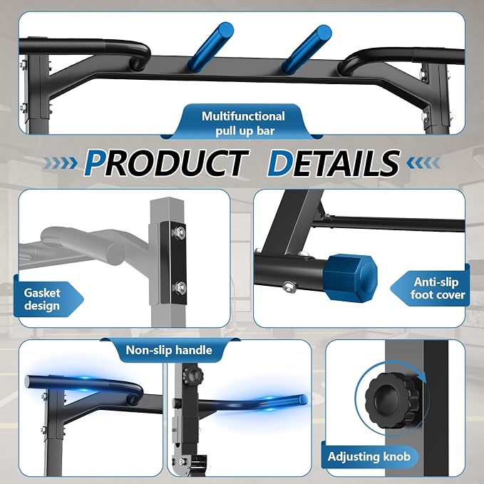 Foldable Pull Up Bar Pull Up Station,Power Tower with Triangular Structure, Multi-Functional Dip Station for Home Gym 300LB