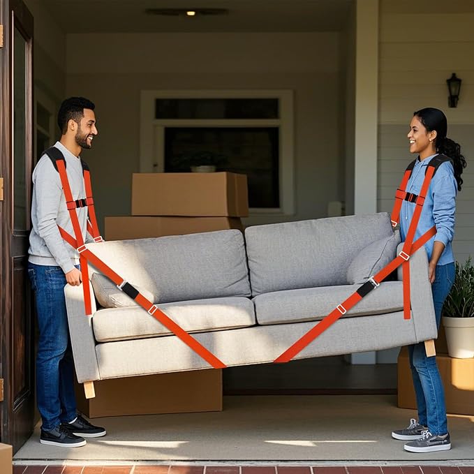 Ytonet Furniture Moving Straps for Lifting with Back Support, Round Sling | 2-Person Lifting and Moving System, Appliance Shoulder Lifting Straps for Sofa, Mattress, Refrigerator, 135 inches Long