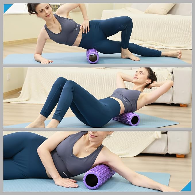 Foam Roller, 15 inch High Density Massage Roller for Exercise | Deep Tissue Massager for Muscle Massage, Myofascial Trigger Point Release, Exercise, Yoga, Pilates & Stretching, Purple