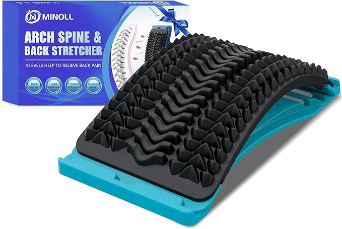 Back Stretcher for Lower Back Pain Relief, Multiple Level Adjustable Arch Lumbar Back Cracker Board, Back Cracking Device, Back Massager for Scoliosis, Spine Decompression Support