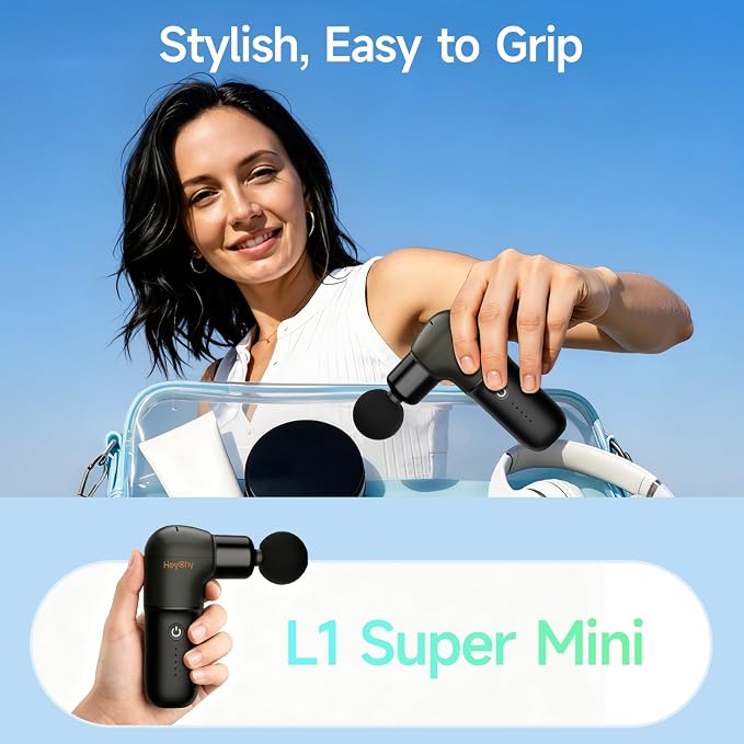 Super Mini Massage Gun, Deep Tissues Percussion Muscle Massager | Compact Sports Travel Massage Gun, FSA Eligible Portable Massager Gun for Her Him, Handheld Massager Gun HSA Eligible Black