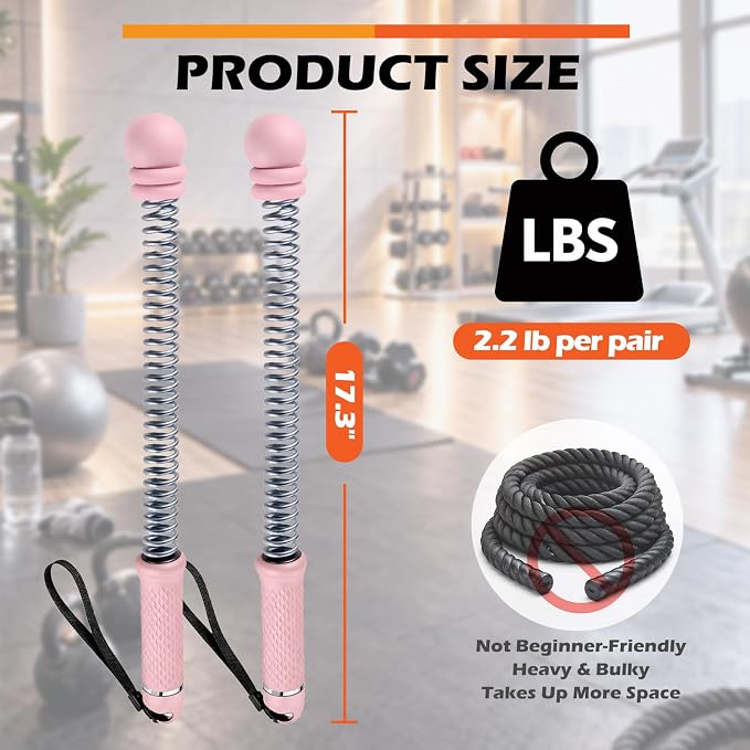 Ropeless Battle Ropes for Home Gym, Adjustable Weight, Weighted Workout Cords for HIIT, Strength, and Low-Impact Cardio Training, Home Gyms to Burn (Black)
