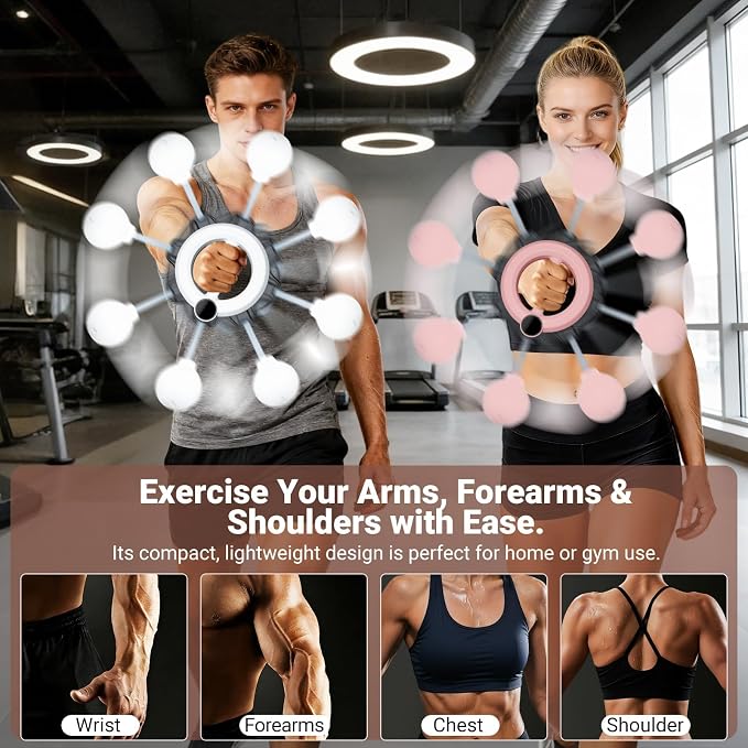 360° Arm Workout Equipment,Rotating Ropeless Battle Ropes for Home Gym, Hand-Crank Arm Trainer for Forearm, Chest, Shoulder,Flabby Arm Exerciser Workouts for Men and Women