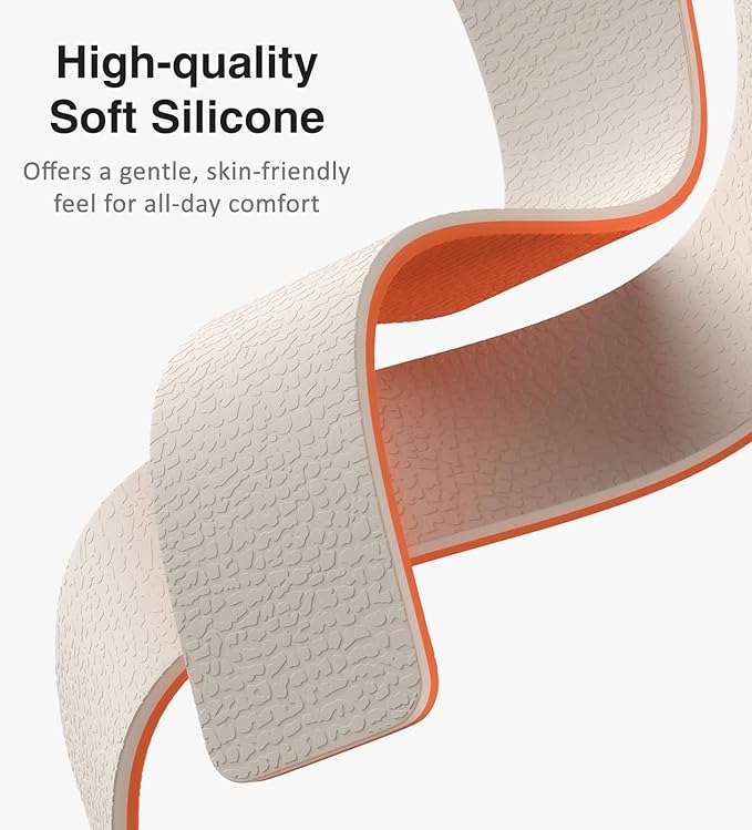 Magnetic Silicone Band Compatible with Apple Watch Band Ultra 3/2/1 & SE 3/2/1 & Series 11 10 9 8 7 6 5 4 3 49mm 46mm 45mm 44mm Strong Magnetic Clasp, Waterproof & Adjustable (Starlight + Orange)