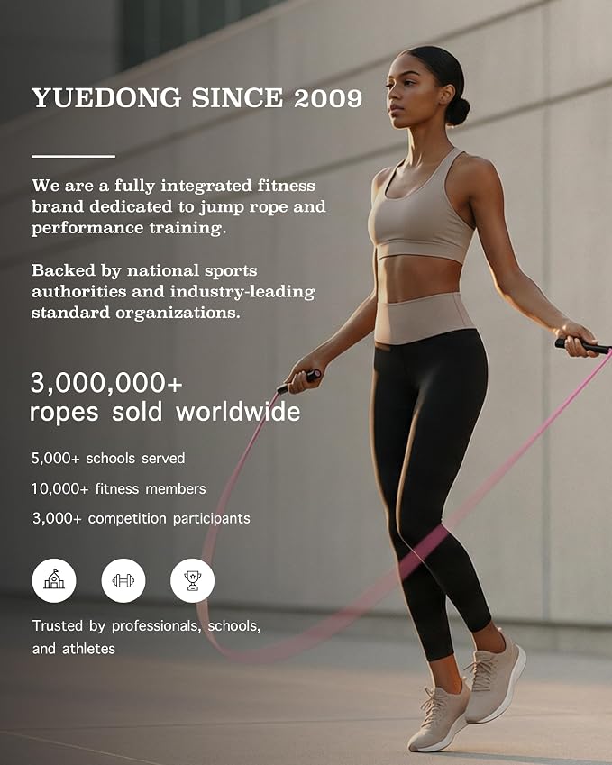 YUEDONG Women's Silent Jump Rope, Adjustable PVC Rope for Apartment Fitness | Whisper-quiet rotation, adjustable tangle-free PVC rope, ergonomic grip, carry pouch, for apartment cardio and home workouts