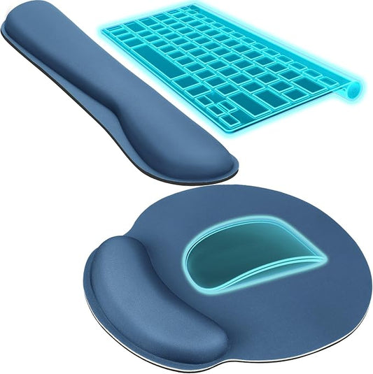 KTRIO Keyboard Wrist Rest & Mouse Pad with Wrist Rest, Navy Blue | Memory Foam Wrist Support, Ergonomic Design, Non-Slip Base, Office and Home Use