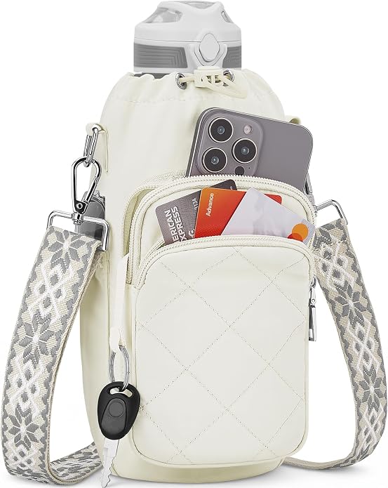Water Bottle Bag Crossbody，Insulated Holder Purse