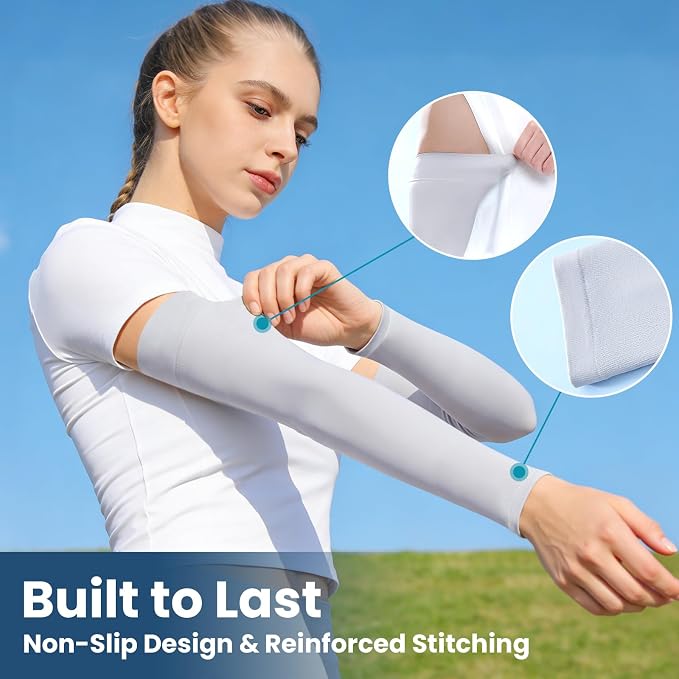 Mochabao 8 Pairs Soft Arm Sleeves, UV Sun Protection Cooling Compression Arm Covers for Outdoor Work, Sports, Men & Women
