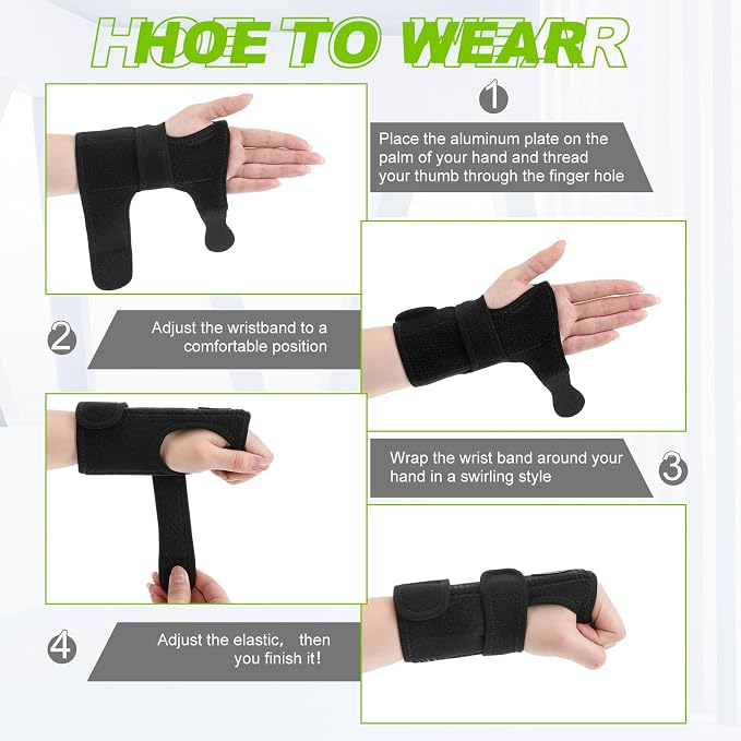 Shappy Bowling Wrist Support Brace with Thumb Spica Splint Left Hand Breathable Wrist Gloves Splint with Removable Aluminum Plate for Women Tendonitis Arthritis Sprains (Black)
