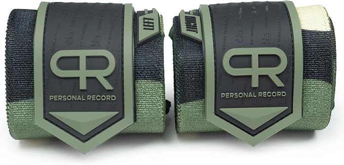 PR Personal Record Heavy Duty Premium Wrist Wraps, More Elasticity, Reinforced Stitching, Extra Wide Strap, Strong Thumb Loop, Larry Wheels Weightlifting Wraps