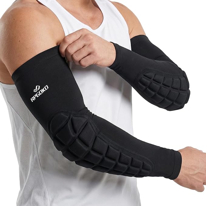 Padded Elbow Forearm Sleeves 2 Pack Compression Crashproof Arm Pads