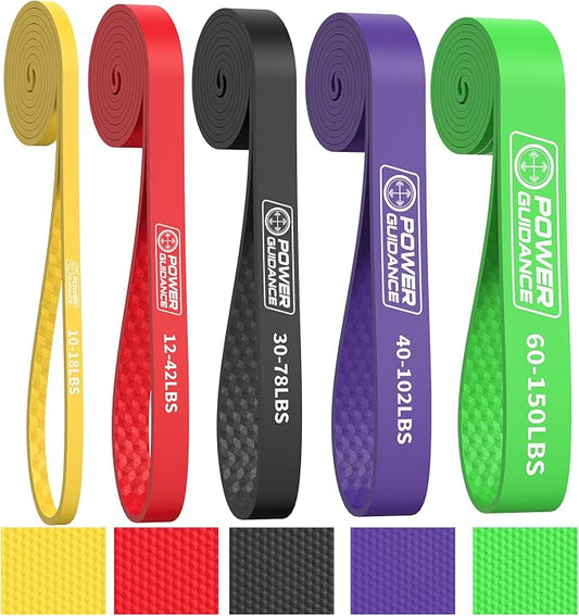 POWER GUIDANCE Resistance Bands, Set of 5 Pull Up Bands, Pull Up Assistance Bands, Exercise Bands, Resistance Bands Set for Legs, Working Out