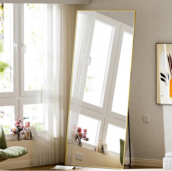 BEAUTYPEAK Full Length Mirror, 71"x26" Floor Mirrors, Gold | Standing Hanging or Leaning Against Wall Body Dressing Wall-Mounted Mirror with Aluminum Alloy Thin Frame for Living Room