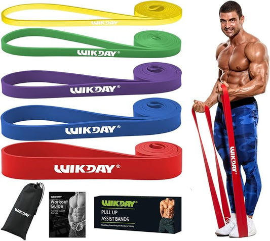WIKDAY Resistance Bands for Working Out, Exercise Bands, Workout Bands, Pull Up Assistance Bands for Body Stretching Training Physical Therapy Muscle Training for Men & Women