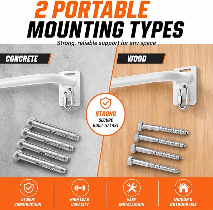 Wall Mounted Pull Up Bar - Heavy Duty Chin Up Bar, Pull-Up Bar for Garage, Joist, Wall Mount - Multifunctional Fitness Bar, Supports up to 600 Lbs