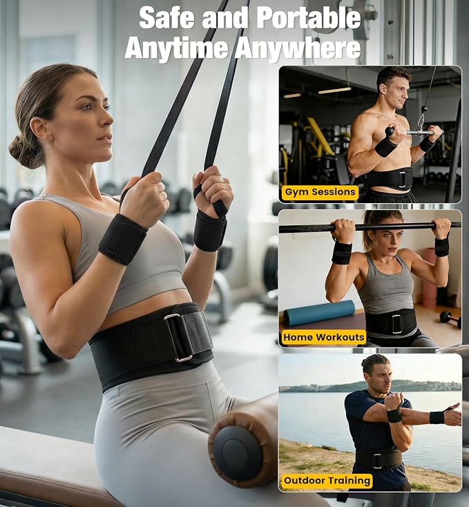 Weightlifting Belt & Wrist Wraps Combo - Auto-Lock Weight Lifting Belt 6.5" Back Support with 0.4" Foam, Adjustable Wrist Wraps for Weightlifting - for Men & Women Beginners & Pros