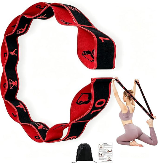 Fabric Exercise Straps, Number Stretch Resistance Bands with 10/12 Loops | Stretching Strap for Exercise, Physical Therapy, Rehab & Flexibility, Home Gym Equipment for Yoga, Pilates, Dance, Gymnastics