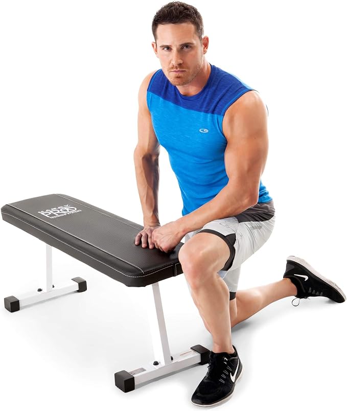 Marcy Flat Utility Flat Strength Training Home Gym Lifting Weight Bench, White