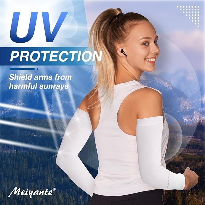Cooling Arm Sleeves for Men & Women, UPF 50+ UV Protection | Wrist-length UPF 50+ arm sleeves for work, driving, gardening and sports; 88% nylon/12% spandex; 1 pair.