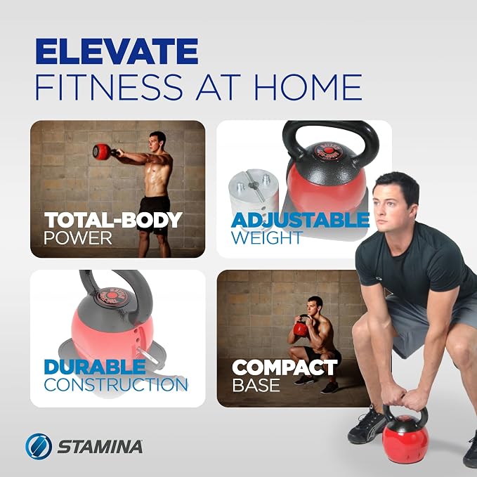 Stamina X Kettle Versa-Bell - 36 lbs Strength Training Kettlebell - Adjustable Kettlebell Weights with Smart Workout App - Kettlebell Weights for Home Workout | 36 lbs Strength Training Kettlebell; Adjustable Kettlebell Weights with Smart Workout App