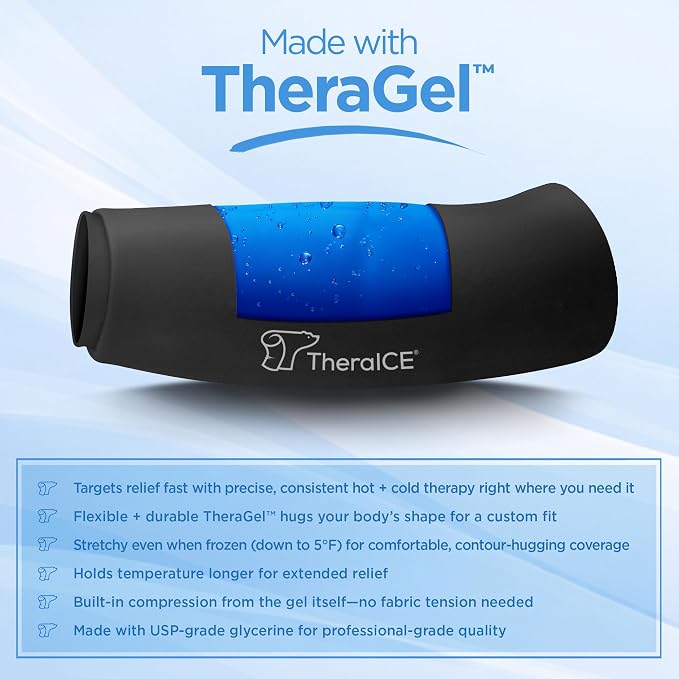 TheraICE Elbow Ice Pack Wrap, Compression Sleeve for Tennis & Golfers Elbow | Forearm & Arm Ice Sleeve for Bursitis, Tendonitis Relief, Reusable Cold Pack, Women & Men