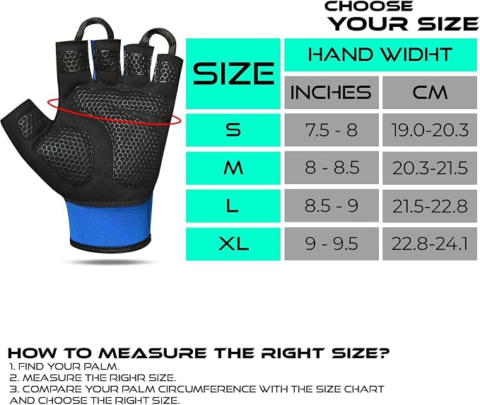 BEAST RAGE Workout Gloves for Men, Durable Palm Grip Gym Gloves Women Half Finger Elasticated Training Weight Lifting Strength Bodybuilding Anti Slip Cycling Gloves Exercise