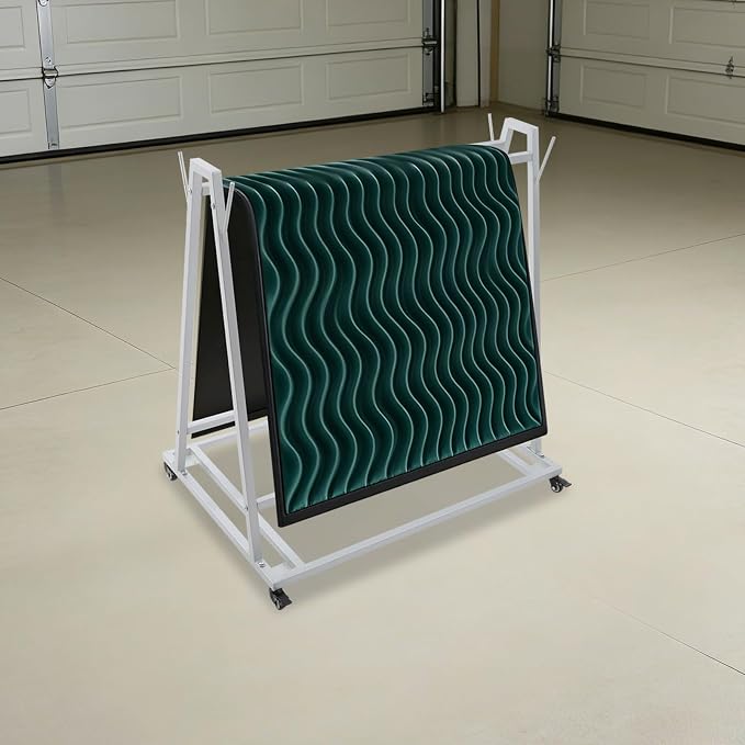 Floor Mat Drying Cart with Wheels, A-Shaped Heavy Duty Storage Rack, 100 Lbs Capacity for Gym, Yoga Studio, Home Use (Silver)