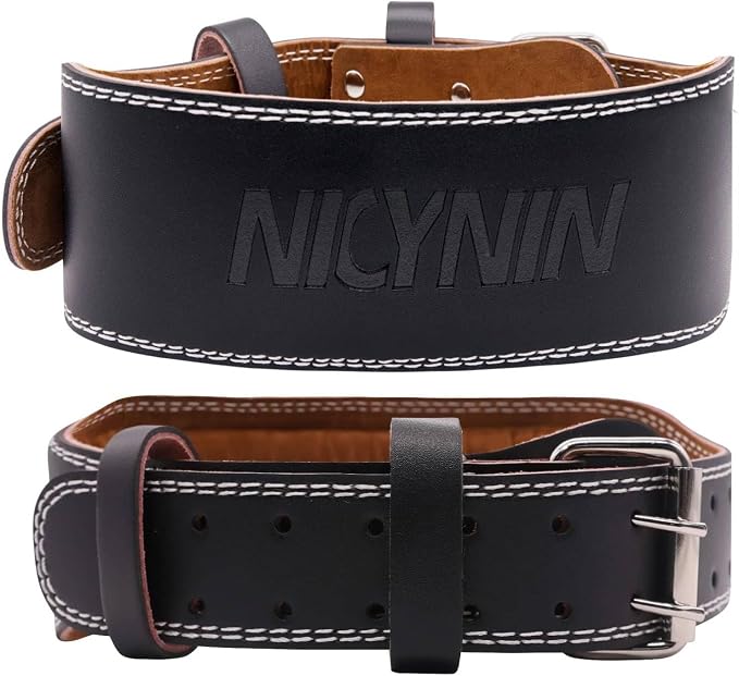 Leather Weight lifting Belt for Men 6in Gym Training Fitness Belt | Men Weight lifting Belts 6 Inch Padded Lumbar Back Support Belt Workout Waist Brace for Weightlifting Training Fitness Belt