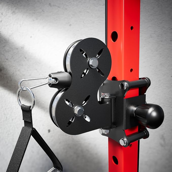RitFit PPC-P3 Power Cage with Cable Crossover System, 1200LB Capacity | LAT Pulldown & Cable Crossover System with Bumper Plate Set, Olympic Barbell, Bench