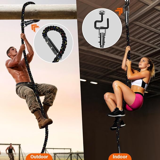 Climbing Rope Gym Workout - 1.5inch Diameter with 10FT 15FT 20FT 30FT 40FT Gym Climb Rope Heavy Duty Workout Exercise Ropes for Adults Indoor Outdoor Strength Training