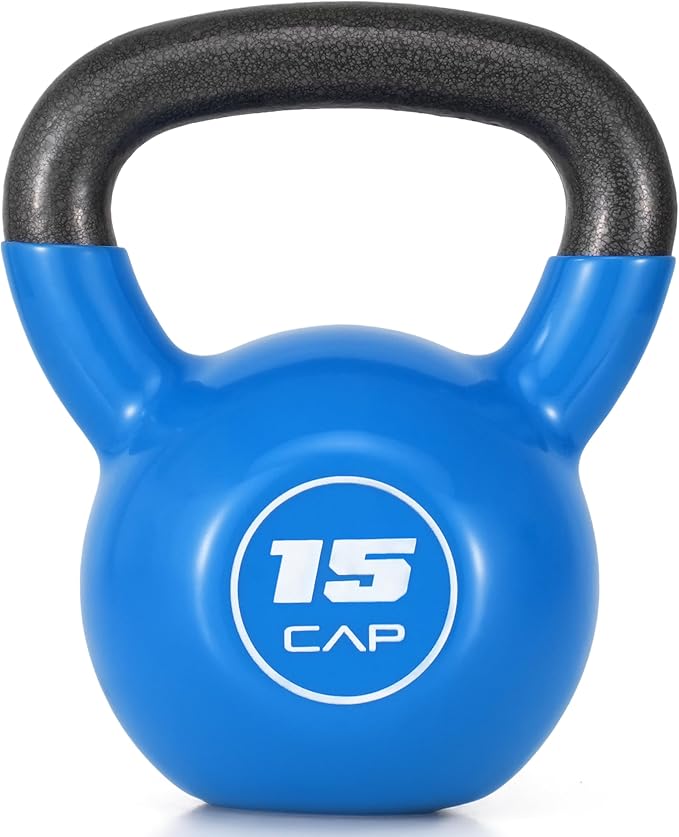 CAP Vinyl Coated Cast Iron Kettlebell, 10-50 LB Home Gym Weight