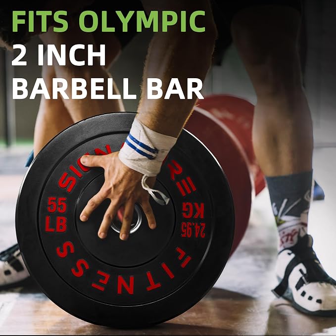 Fitvids 2-Inch Olympic Rubber Weight Plates Pair, Bumper Plates for Strength Training, multiple options